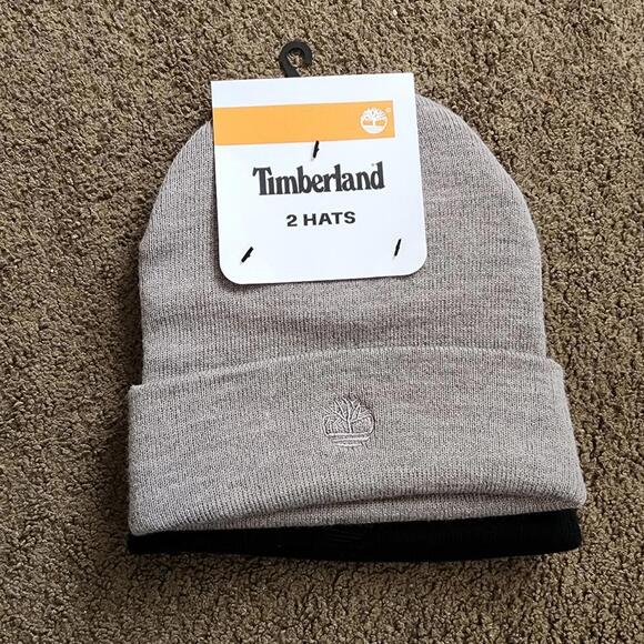 2 Pair Tan/Black Beanies, Men's O/S